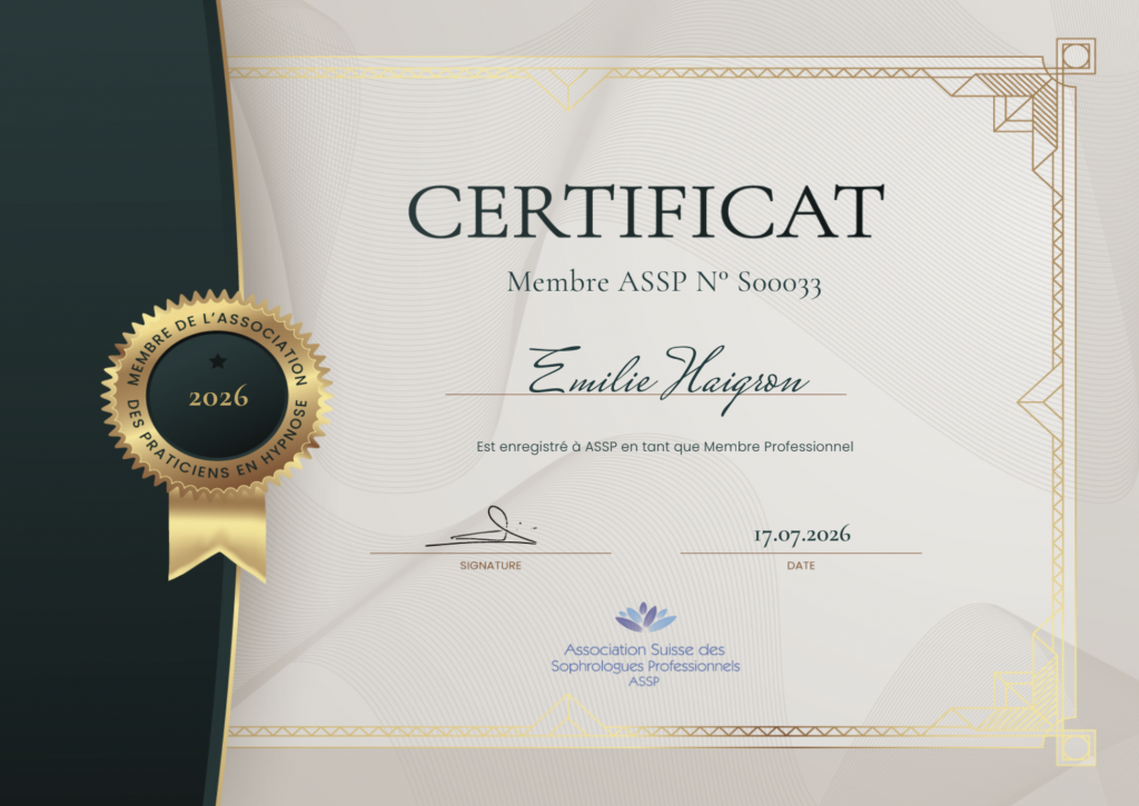 Membre de l’ASSP
Association Suisse des Sophrologues Professionnels